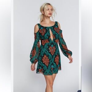 Free People Green Sheath Dress with Cold Shoulder